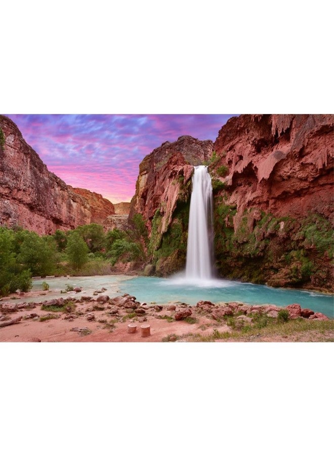 AWERT 72x18 inches Reptile Habitat Background Sunset Mountain Waterfall Terrarium Background Durable Polyester Background - Image 1